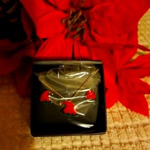 SANTA'S HAT  NECKLACE/EARRINGS SET